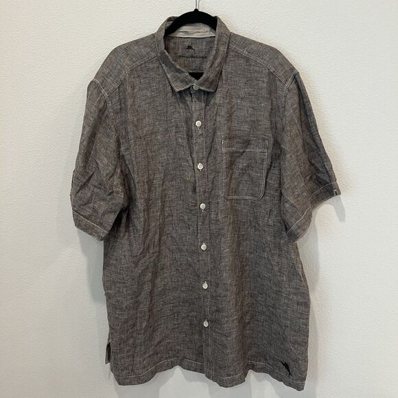Tommy Bahama Other - Tommy Bahama Shirt Men's XXL Gray 100% Linen Lightweight Pocket Casual Collar